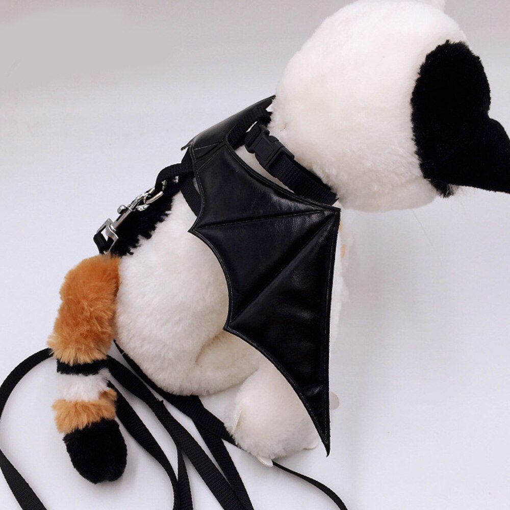 Behogar Leuke Halloween Huisdier Bat Wings Leash Harness Set Voor Kat Hond Pet Puppy Halloween Cosplay Maskerade Partij Kostuum Maat S