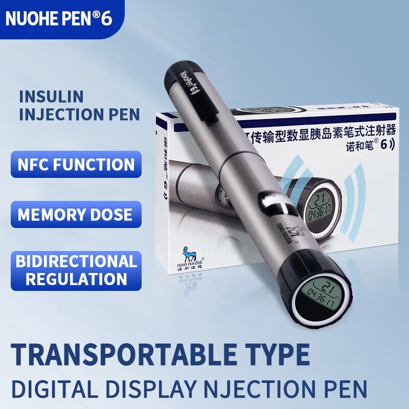 Caneta de injeção de memória de açúcar no sangue 6 com injeção NFC Caneta seringa de insulina Injetor de insulina doméstico