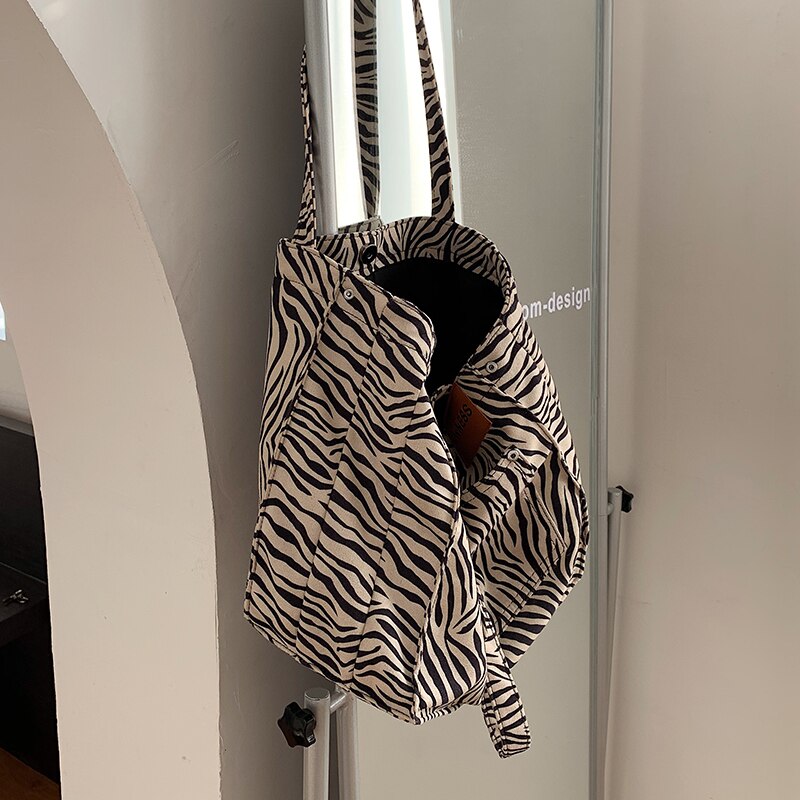 Met de hand gemaakt zebrapatroon tas kleine schoudertassen dames merk schoudertassen dames handtas vintage canvas trend tassen
