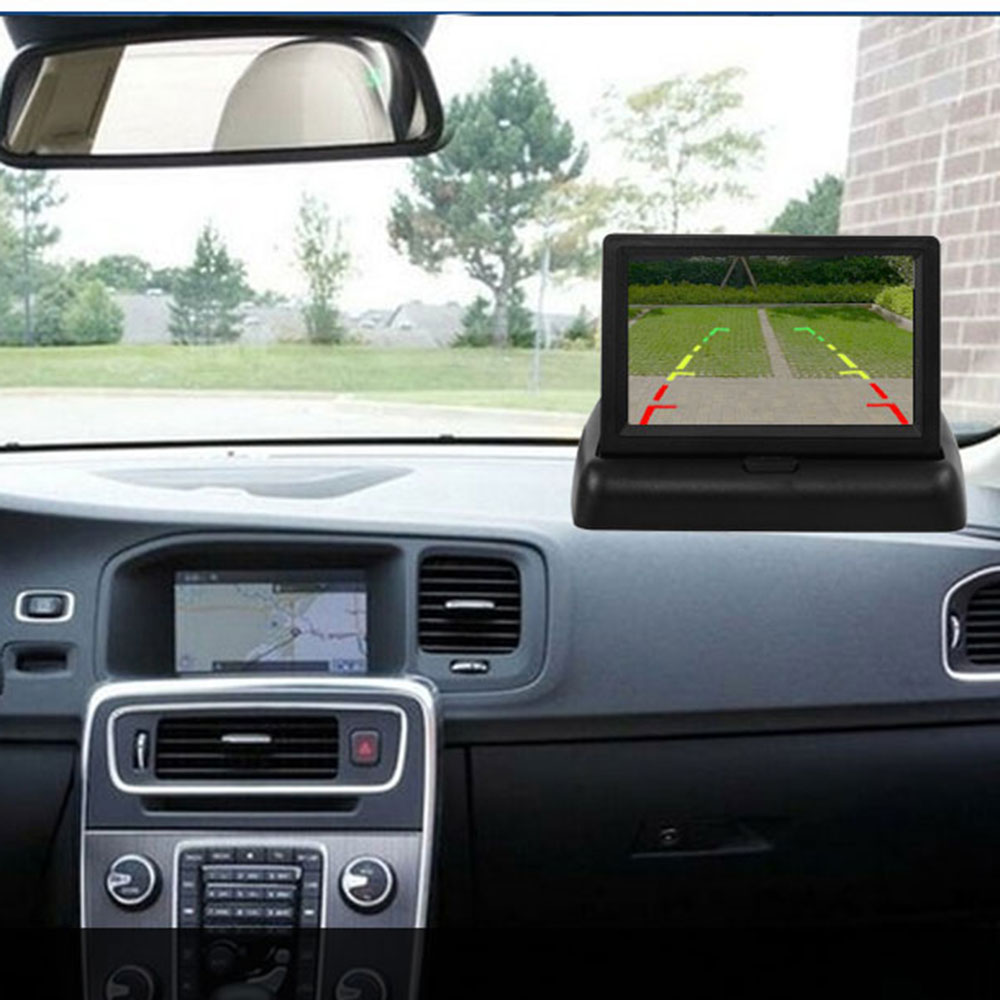 Moniteur de voiture pliable 4.3 pouces TFT | Caméras à écran LCD, caméra inversée, système de stationnement pour les moniteurs de rétroviseur de voiture, NTSC PAL