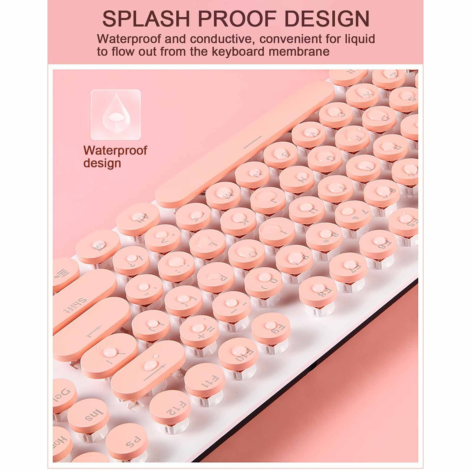 Retro Style Keyboard With Mouse Sets 2.4G Wireless Round Keycaps Mute Button Keyboard Mice For Laptop Desktop PC Computer