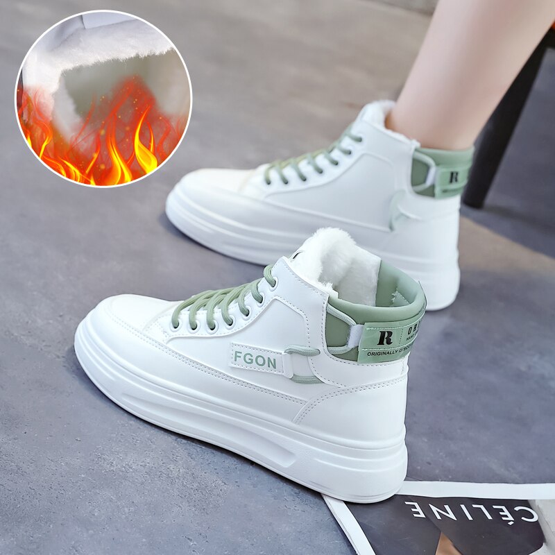 2021 kobiet wysokiej góry platformy trampki moda marka buty z grubą podeszwą mieszkania kobiety oddychające Zapatos De Mujer Tenis Zapatillas: green / 38