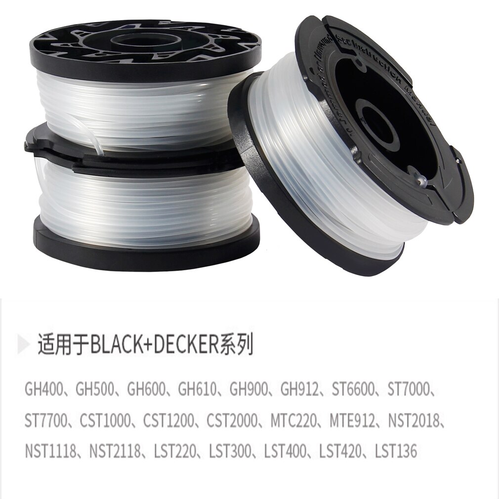 6 Pack Line String BLACK+DECKER Trimmer Replacement Spool 30ft 0.065