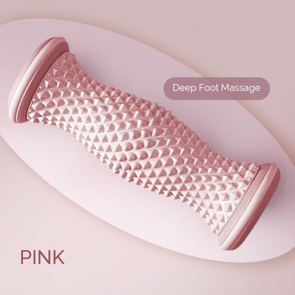 Fotmassagerulle yogamassageboll plantar fascia-rulle ben hand fotmassage: Rosa