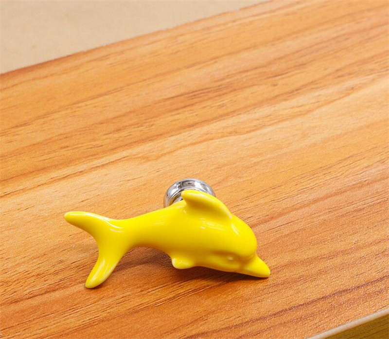 Colorful Ceramic fish Dolphin Cabinet Knobs Door Pull Handles Cupboard Drawer Wardrobe Furniture Handle Knobs: E