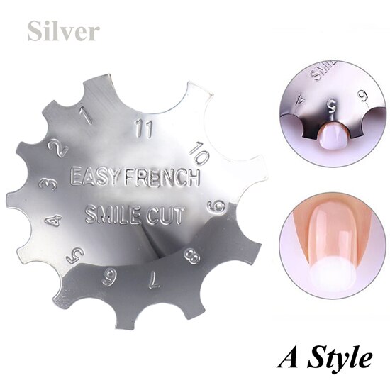 Facile français sourire Cutter ligne Nail Art bord métal tondeuses pochoir ongles formes Clipper manucure modèle outils accessoires TR1834: A Silver