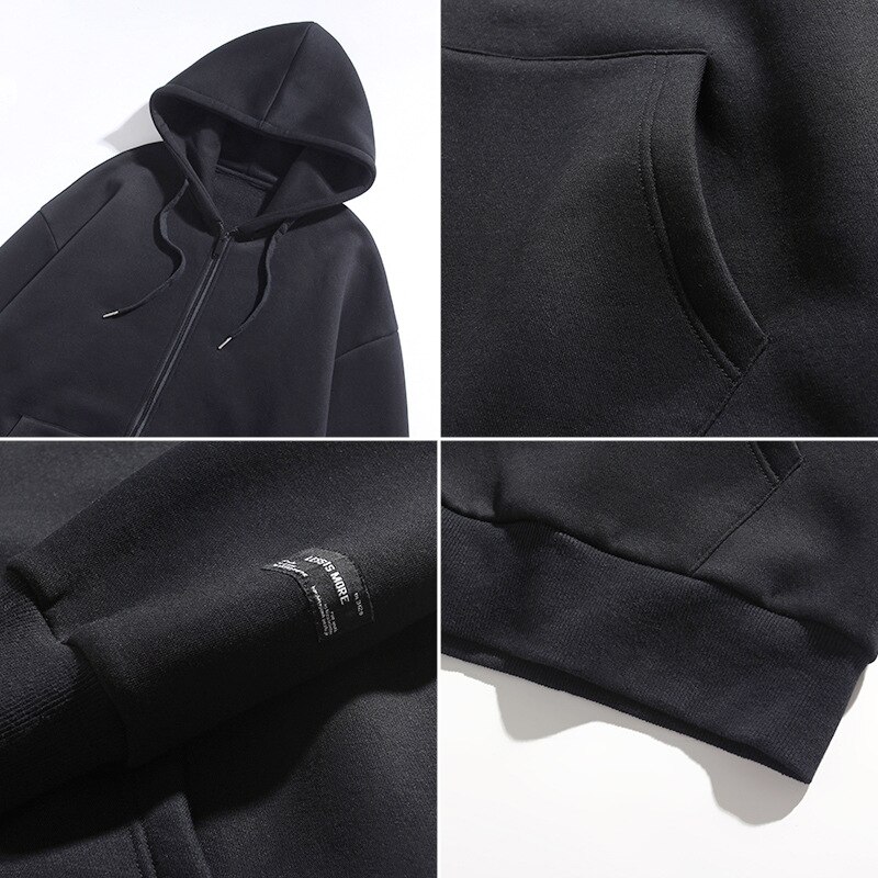 Una Reta Men Hooded Jacket Outwear Autumn Arrivals Hip-Hop Streetwear Jackets Streetwear Solid color zipper Coat Men