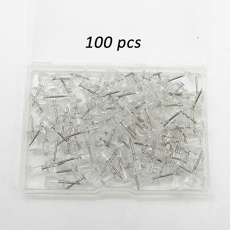 100Pcs/Box Thumb Thumbtack 18MM Office School Supplies Board Pins for Household Plastic Drawing Photo Wall Studs Multi Purpose: Default Title