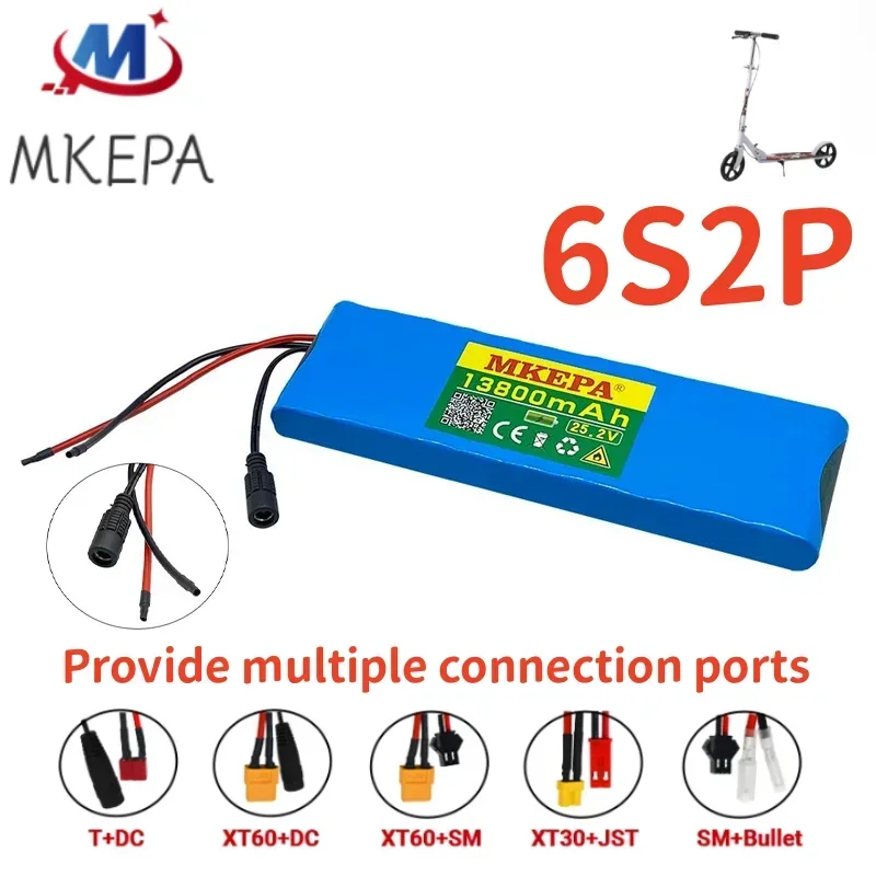 Bateria de íon de lítio 6s2p 25.2V13.8ah 18650 24V 13800mAh bateria de íon de lítio, adequada para baterias de bicicleta/scooter