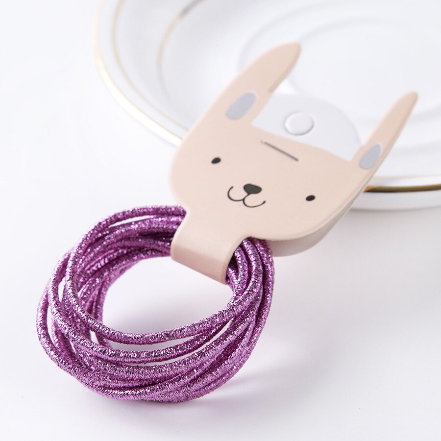 Bandes de caoutchouc en fil d'or pour filles | 10 pièces, couleurs bonbons, Nylon, bande élastique pour enfants, accessoires de cheveux, pour enfants, longue: D-pink