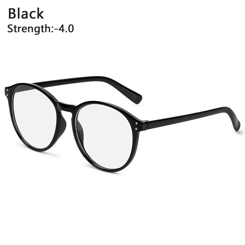 Unisex Black Leopard Print Round Frame Eyeglasses Anti Blue Light Radiation Myopia Glasses Optical Eyewear -1.0~-4.0: 08