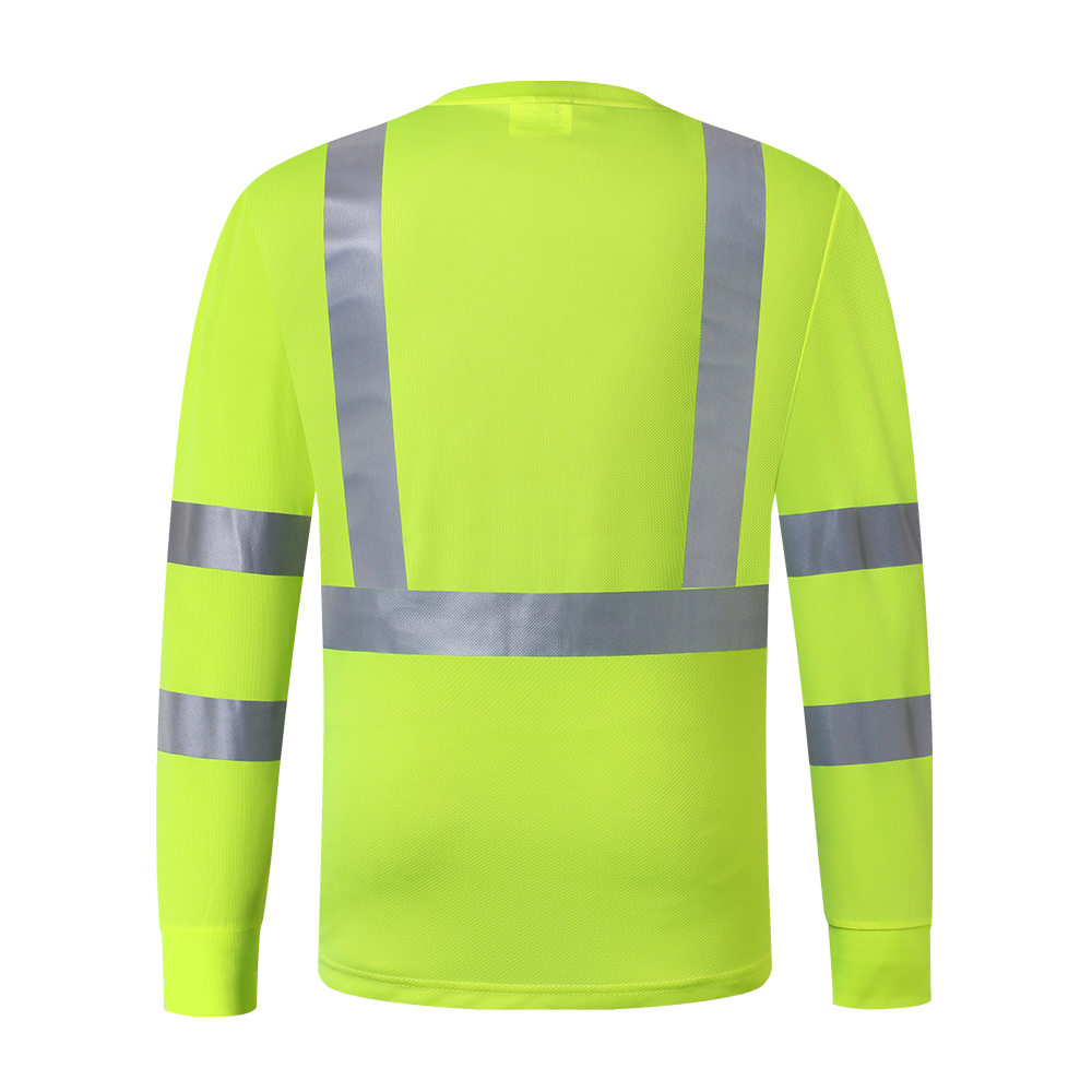 Hi Vis T Shirt ANSI Class 3 Reflective Safety Fluorescent Yellow Shirt Long Sleeve High Visibility
