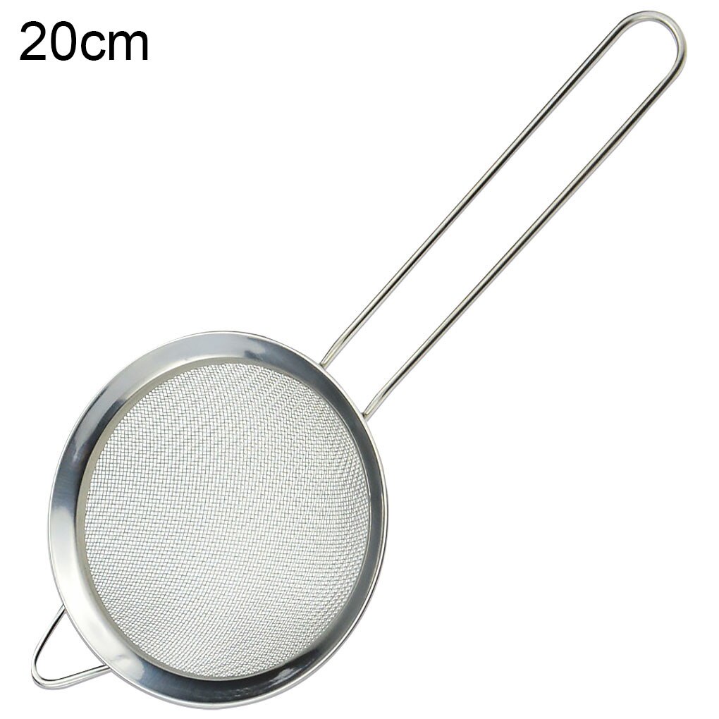 Kitchen Fine Mesh Strainer Stainless Steel Fine Mesh Strainer Tea Colander Long Handle Food Sifter Flour Sieve Baking Tool: 20cm