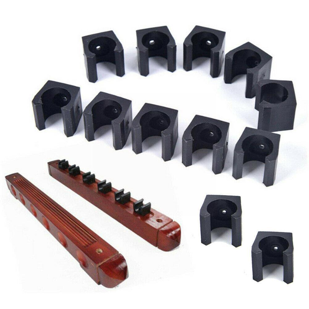 12Pcs Billiard Cue Holders 1.9x1.8x1.8cm Wall Hanging Stick Billiard Holder Plastic Clips Fishing Holder Supply Holder Cues Q5L4