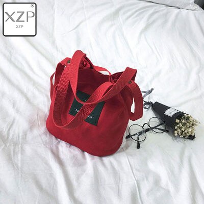 Xzp moda casual fresco arte menina cosméticos lona embreagem senhora tote bolsa de compras sacos pequenos sólidos sacos de ombro para meninas: Vermelho