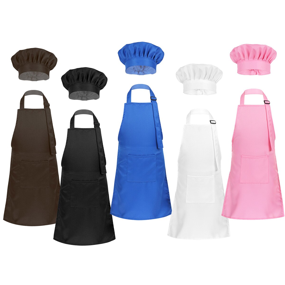 Tablier de cuisine réglable pour enfants, pour garçons et filles, ensemble de chapeaux de Chef, formation à la peinture, à la pâtisserie, à poche avant