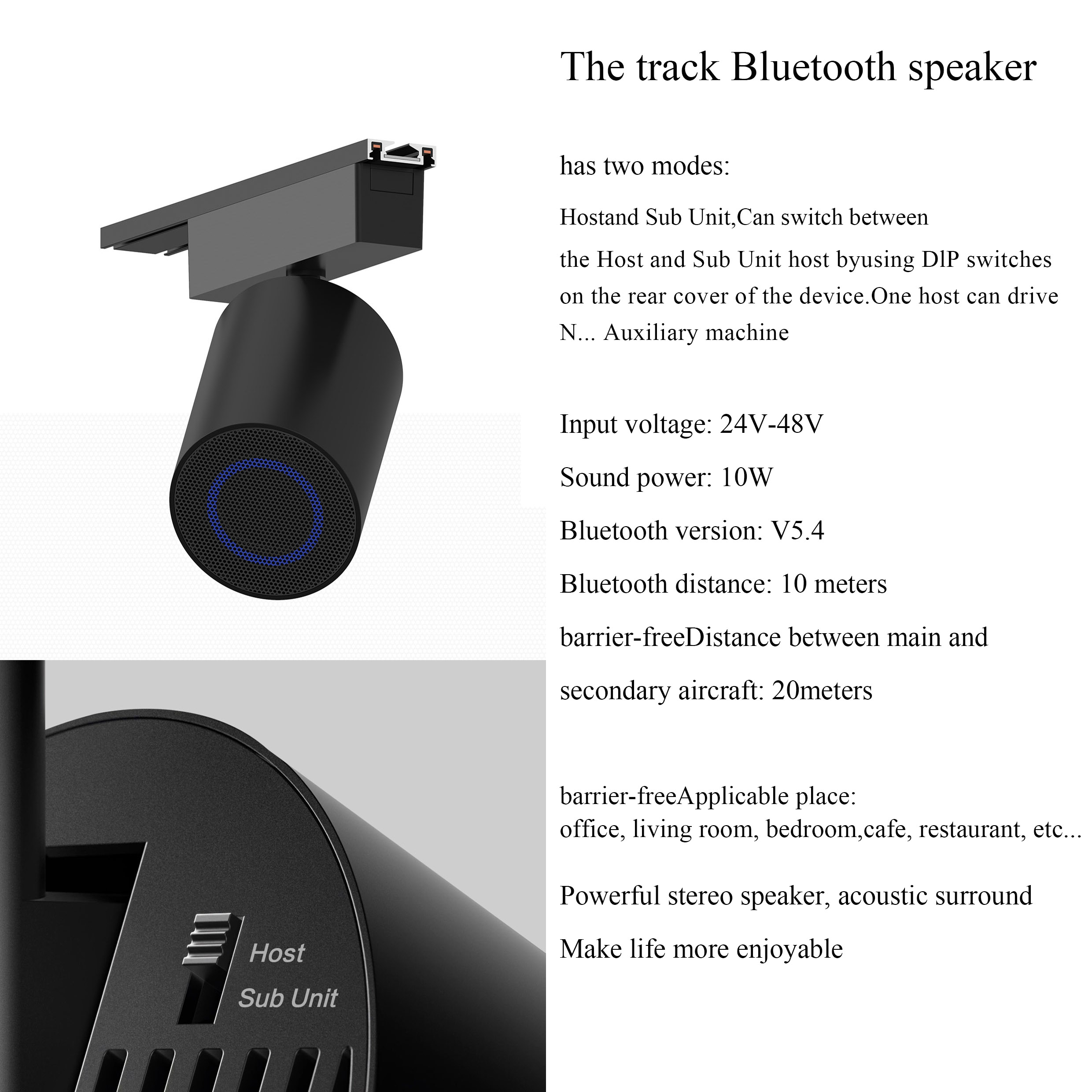 Bluetooth-Lautsprecher Klang ST1 6 mm Ultradünn/20 Serie Magnetschiene/Hochspannung 2-Draht/3-Draht/4-Draht/gewöhnlicher Deckenstil