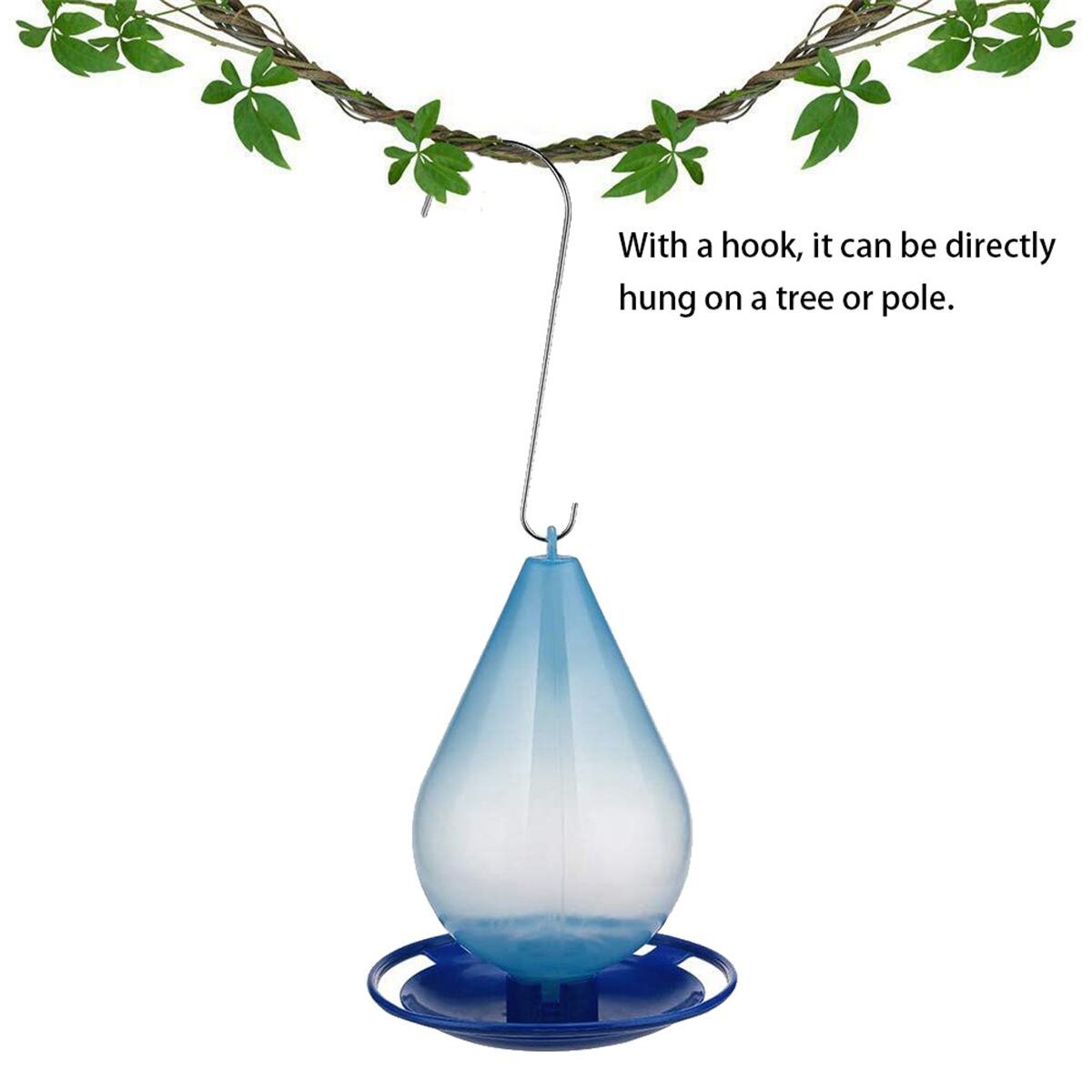 Wild Bird Hanging Water Feeders Water Droplet Shaped Bird Waterer Automatic Feeding Tool with Hook Outdoor Garden Decor