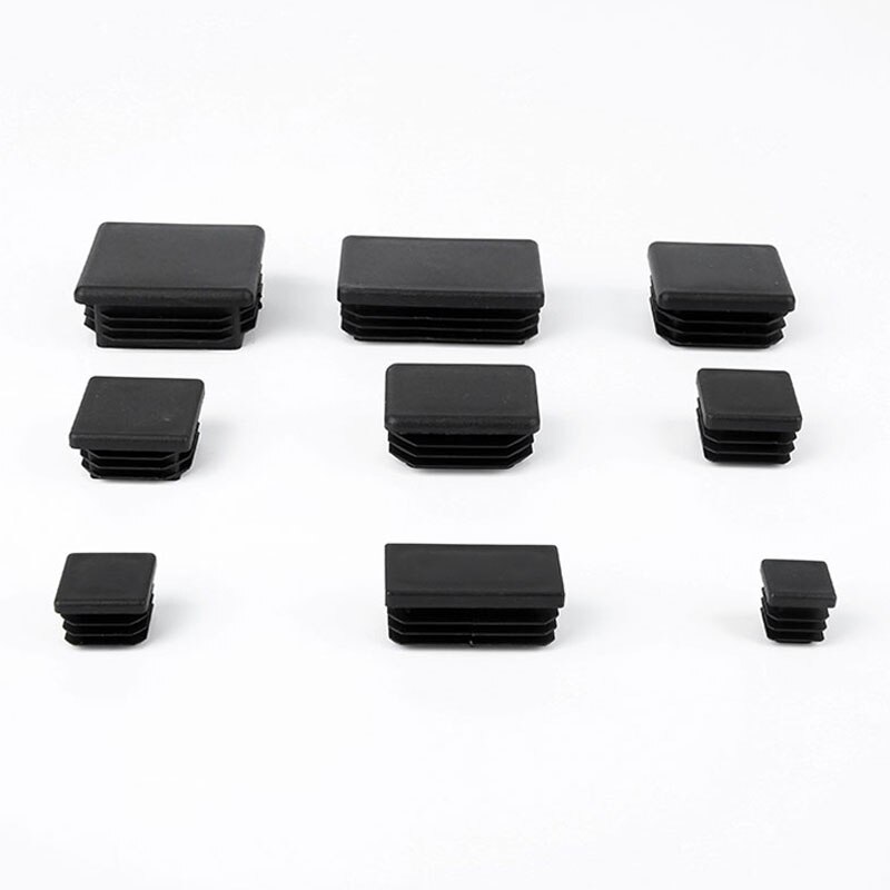 80pcs Black Plastic Blanking End Caps Rectangular Pipe Tube Cap Insert Plugs Bung For Furniture Tables Chairs Protector