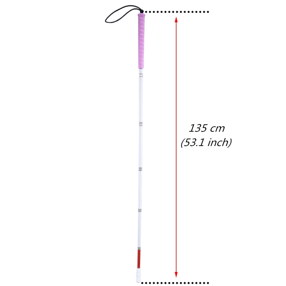 120 cm – 155 cm Blindenlangstock,weiße Stock,Faltlangstock mit Kautschukgriff, 6-teilig, mit 2 Kunststoffspitze 6PEA-PIK: 135cm (53.1 inch)