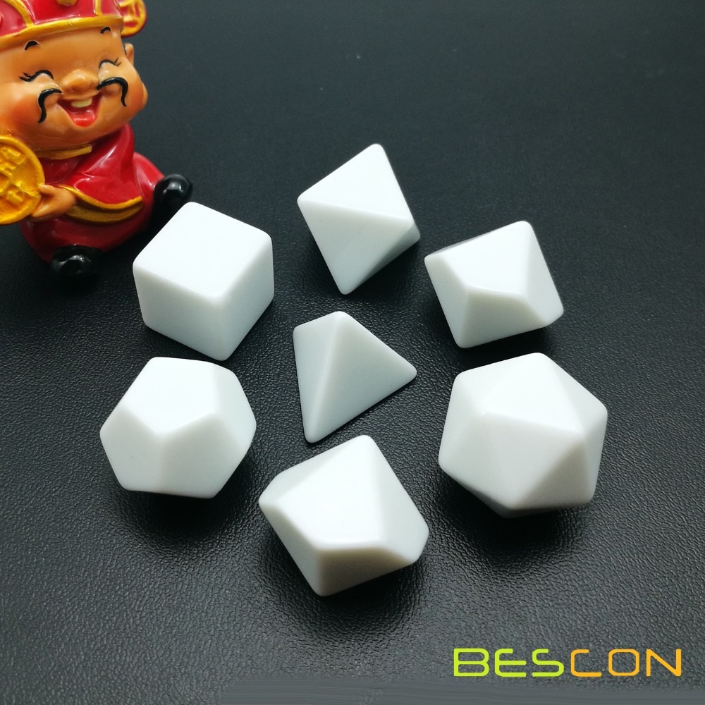 Bescon Blank Polyhedral Rpg Dobbelstenen Set 42 Pcs Artist Set, effen Zwart En Wit Kleuren In Complete Set Van 7, 3 Sets Voor Elke Kleur