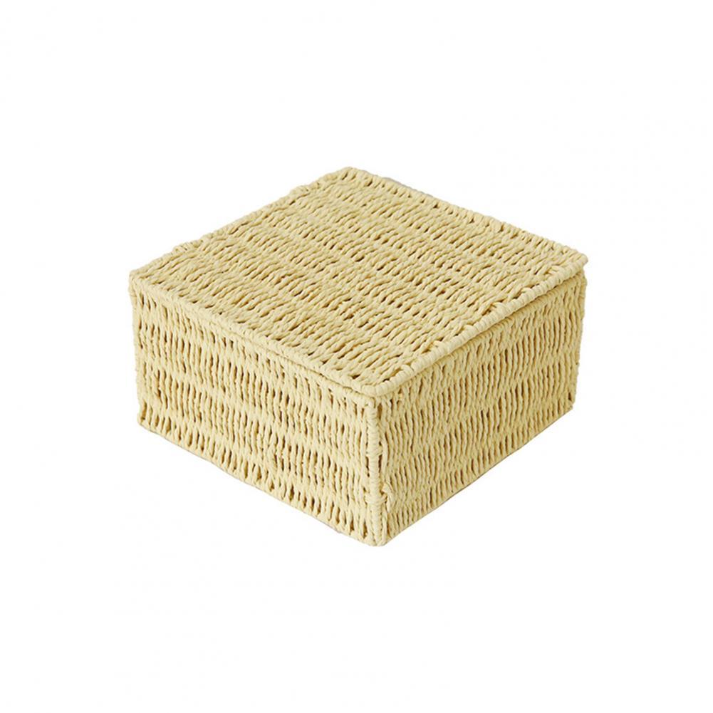 Storage Box Multi-purpose Storage Basket Organizer Anti-rust Reusable Storage Beautiful Rattan Case for Office Storage Box: Cream Coloured S