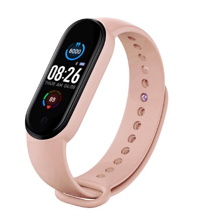 Bluetooth digitale armband heren dames full touch horloges sport fitness tracker hartslagmeter smartband waterdichte horloges: Roze