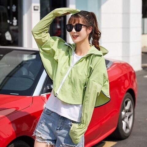 Ropa de protección solar para mujer, estilo coreano, protección UV, capó corto, a prueba de sol, Verano: 2