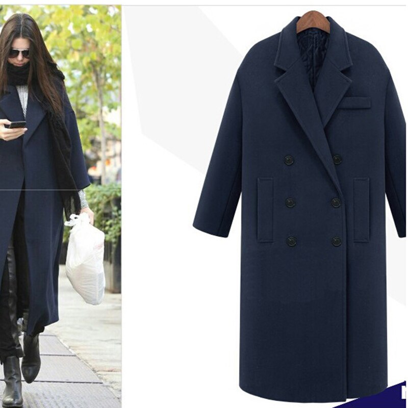 Women Woolen Coats Autumn Winter Thicken Warm Wool Jacket Coat Female Long Solid Wool Overcoat Ladies Large Size Loose Coat