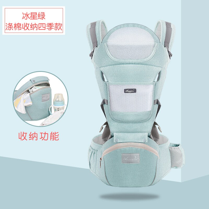 Style Infant Waist Stool Carriers Baby Sling Portable Four-seasons General Waist Stool Baby Hip Wrap Backpack Sling: CVC Green