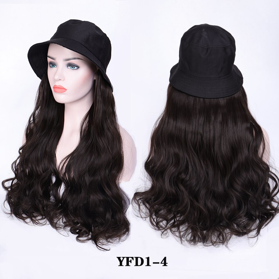 Perruque synthétique longue avec cheveux ondulés/lisses et chapeau bob noir avec extension capillaire: Nc /4hl