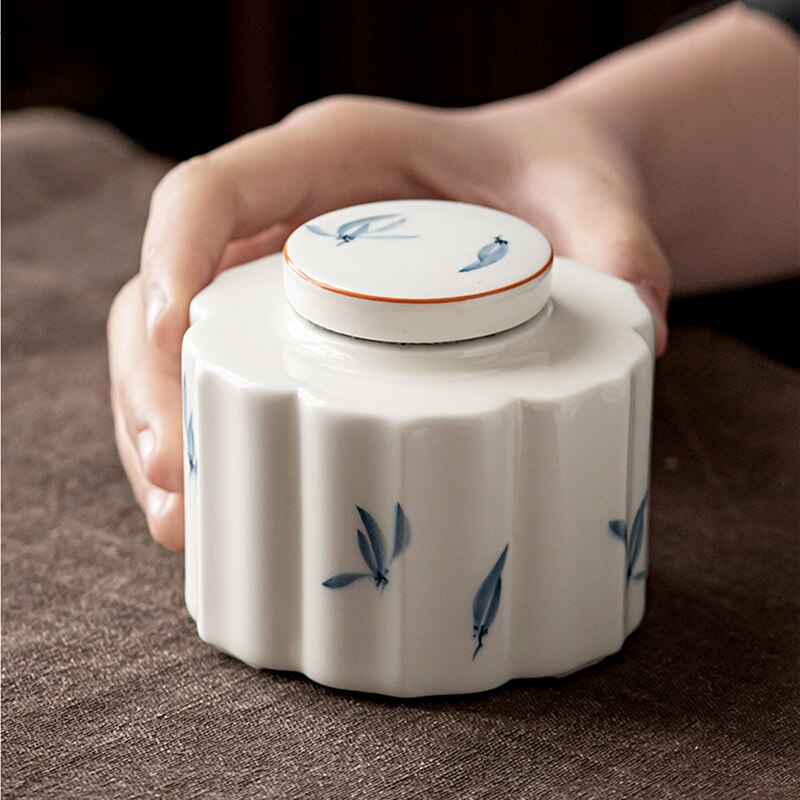 Caddie à thé orchidée peint à la main, pot en céramique scellé, boîte à thé Portable, réservoir de stockage, conteneur de thé, boîte à bonbons
