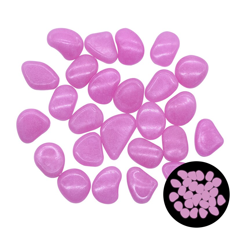 25/50pcs Glow in the Dark Garden Pebbles Glow Stones Rocks for Walkways Garden Path Patio Lawn Garden Yard Decor Luminous Stones: 25pcs / Rose red