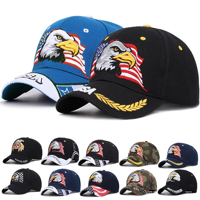 ajustable 1 Uds gorra deportiva para exterior Unisex bandera de EE. UU. Gorra de béisbol patrón de águila Casual sol Golf gorra de camionero perfecto