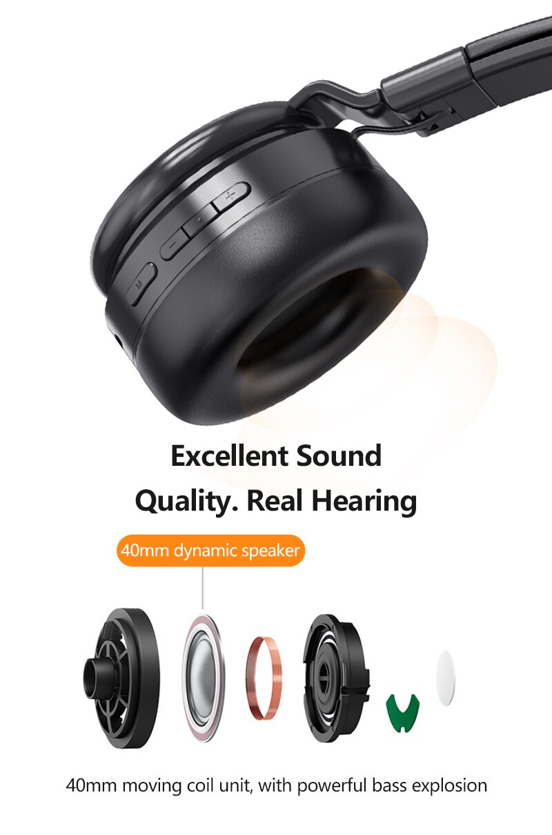 Wireless Sport Bluetooth Headphones R10 Over Ear Stereo Bass Bluetooth 5.0 Headset Foldable Earphone Support TF Card MP3 Player
