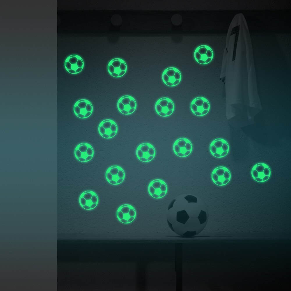 12 stk sett nattglød fotball mønster wallstickers hjemmeinnredning selvlysende wallsticker