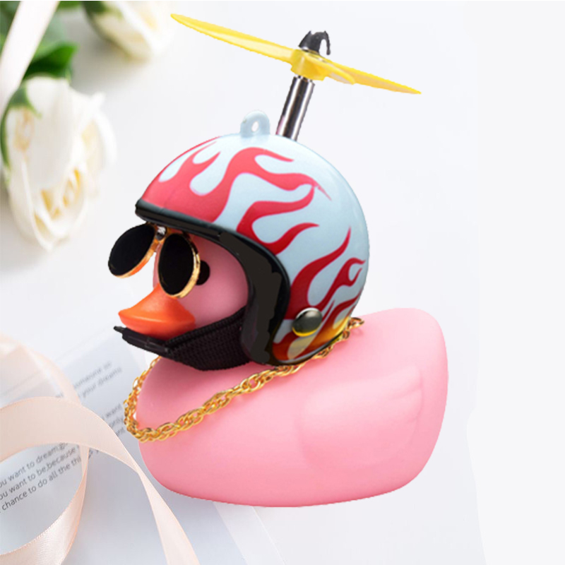 Pato de coche con casco, colgante de viento roto, pato amarillo pequeño, Motor de bicicleta de carretera, casco, accesorios de ciclismo sin luces: TRANSPARENT