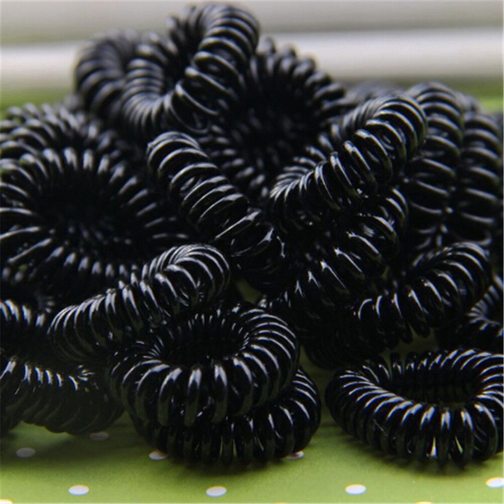 10PCS Telephone Wire Elastic Hair Bands Hair Accessories No Crease Coil Hair Tie Plastic Spring Gum For Hair Ties Ponytail Clear