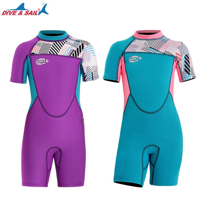 Stijl kinderbadkleding warm 2.5mm -delig duikpak dames korte mouwen winter koudebestendig snorkel surfpak