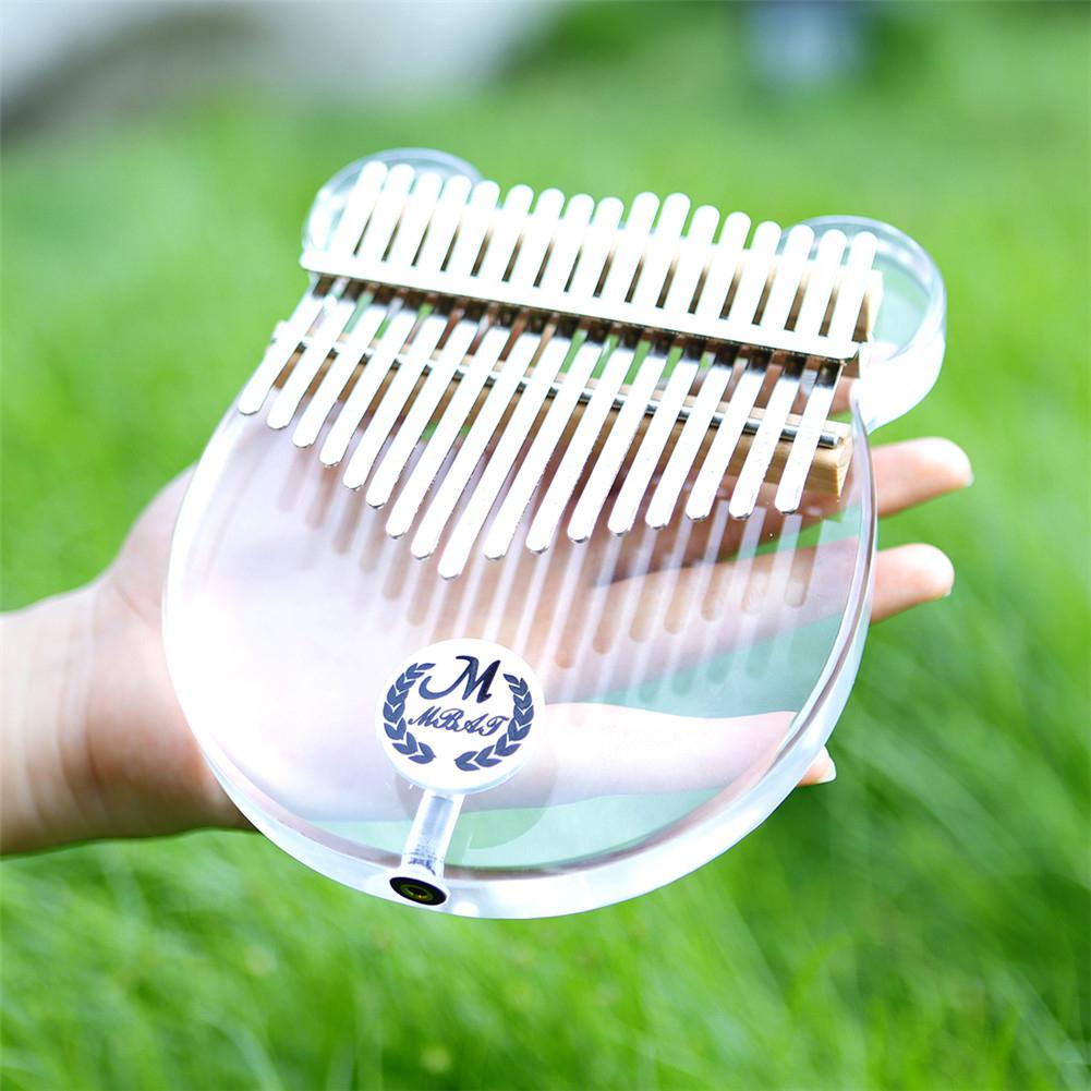 Acrylic Kalimba 17 Key Transparent Thumb Piano with Tuner Hammer Kalimba Manual Mbira Sanza Finger Keyboard Musical Instrument