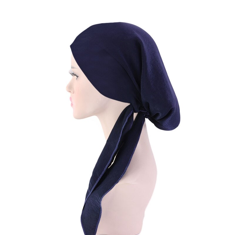 Muslimske kvinder hovedtørklæde hue hue kemo hat turban hovedbeklædning bandana kræft hårtab cover hovedtørklæde hoved wrap strækhætter: 10 blå