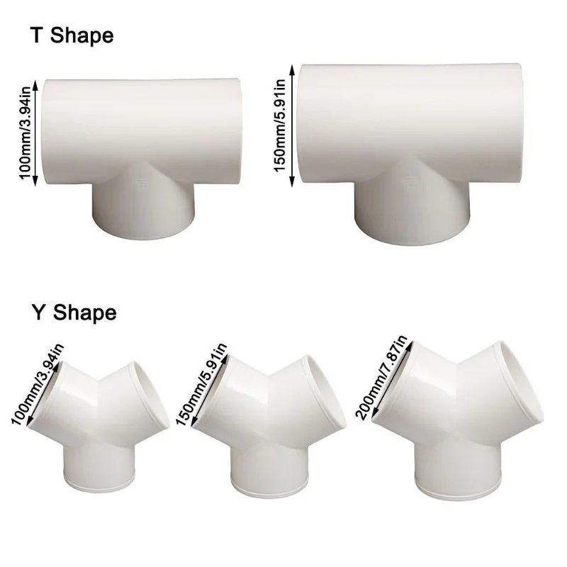 100/150/200mm Ducting T/Y Duct Connector Snelle Ventilatie Buis Gezamenlijke Koppeling 3 Manieren Splitter PVC Uitlaatpijp Draagbare Fittings
