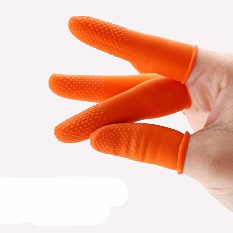 Guantes de protección para dedos de goma, antideslizantes, de látex, reusables para reparación electrónica, limpieza de joyas, 100 Uds.