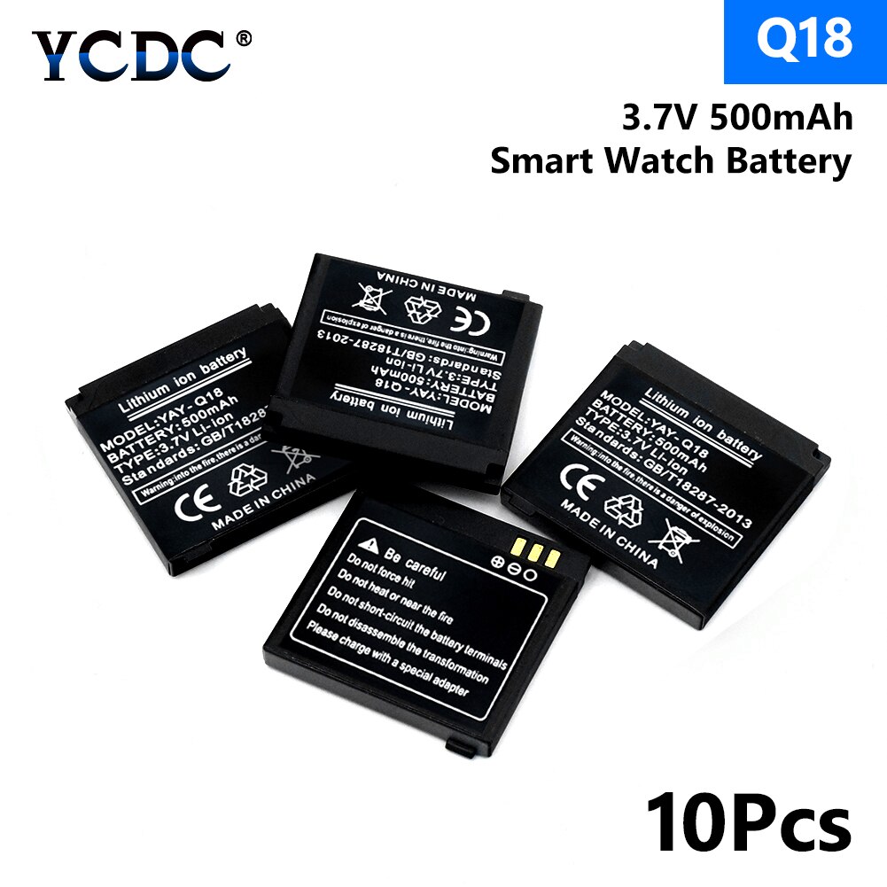 1-10 Stks/partij Oplaadbare Li-Ion Polymeer Batterij 3.7V 500Mah Smart Horloge Batterij Vervangende Batterij Alleen Voor Smart horloge Q18