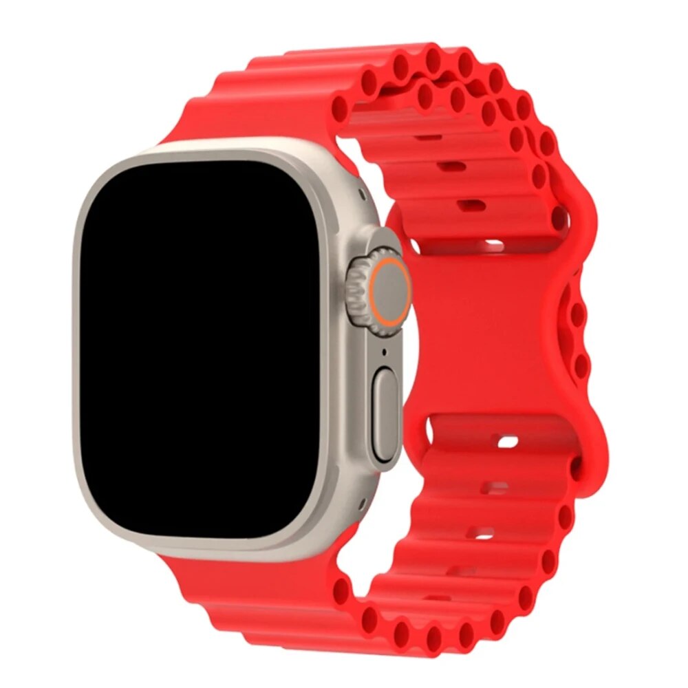 Armband för apple watch ultra band 49mm ultra 1 ultra 2 49mm ocean belt sport silikonarmband corrrea för iwatch-serien ultra 49: Vit