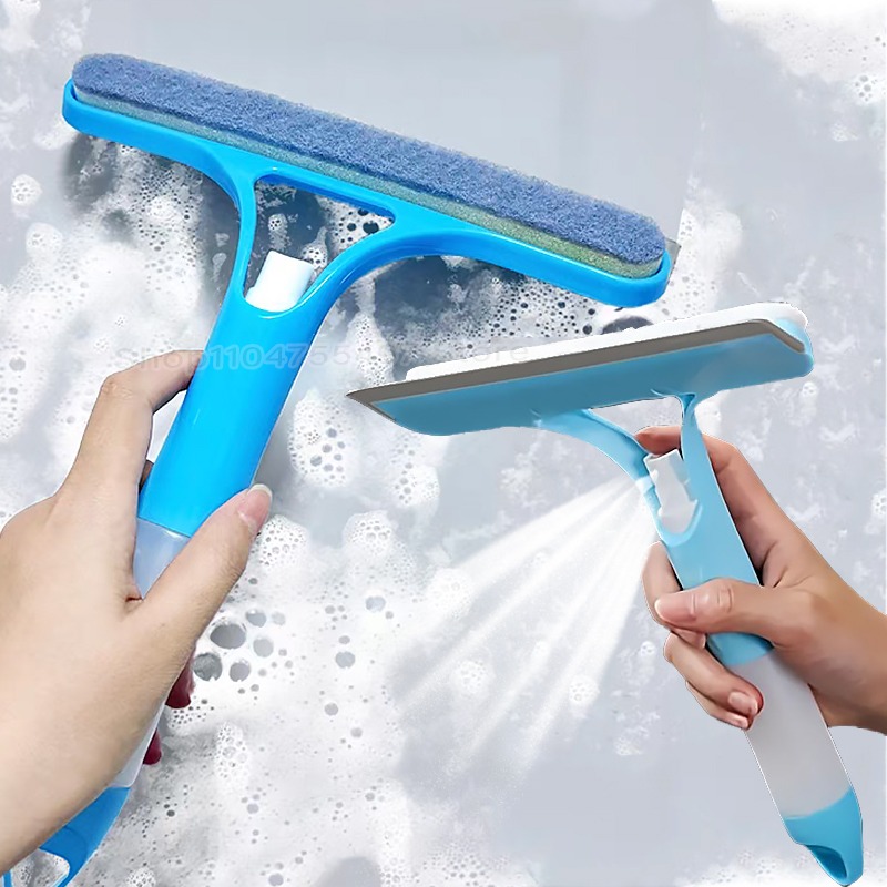 Limpiaparabrisas de mano 3 en 1, escobilla de goma para ducha de silicona con boquilla, regadera, herramienta de limpieza de vidrio para espejo de baño