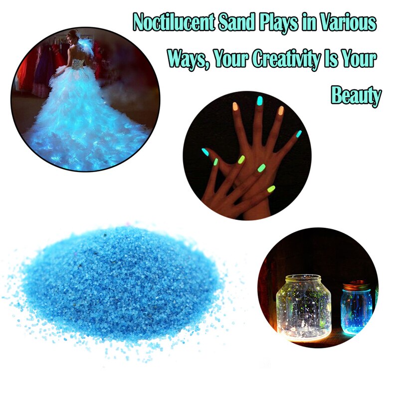 1 Bag Glow In The Dark Light Sand Luminous Toys for Children Particle Bright Sand Blue Fluorescent Toys for DIY Wishing Bottle