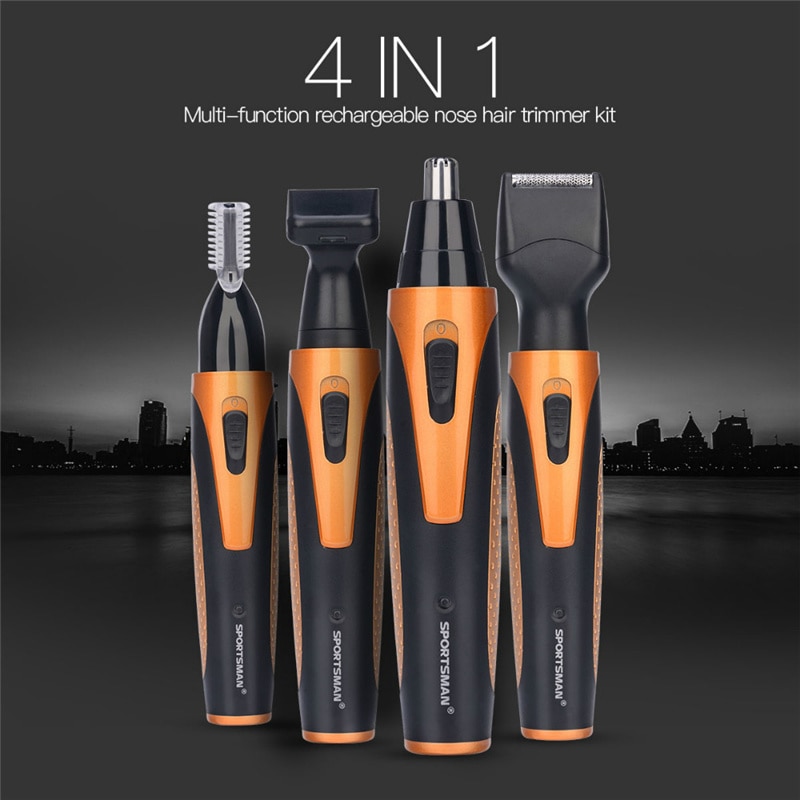 Tondeuse Portable Rechargeable 4-en-1 sans fil pour hommes, rasoir de barbe, sourcils, épilation
