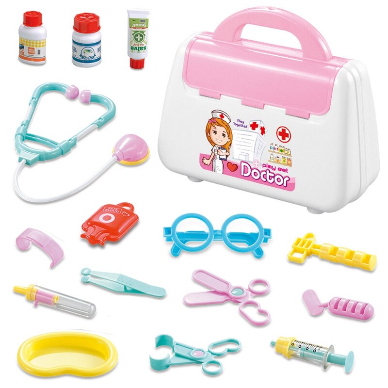 Børn legetøj piger drenge børn foregiver at spille læge legetøjssæt 15 stk simulation sygeplejerske boks sæt spil fødselsdag: Rd