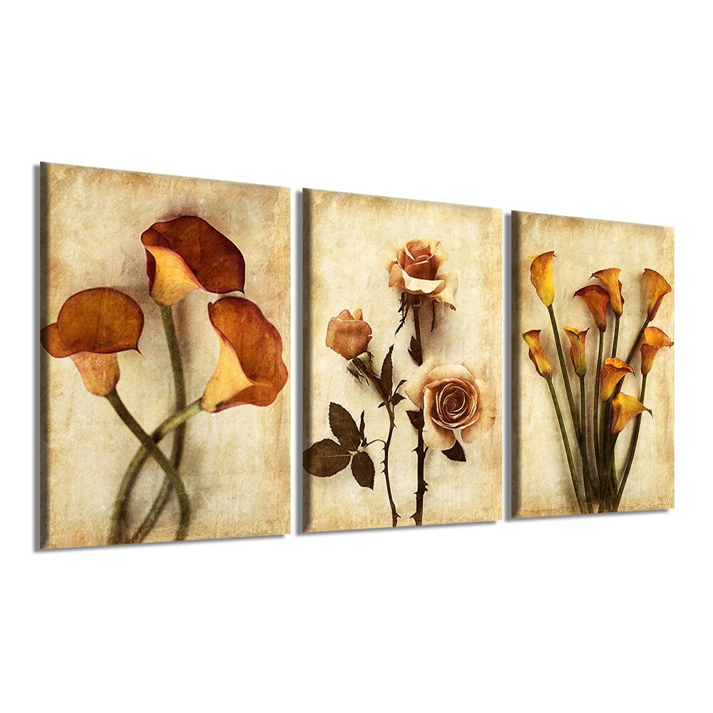 3 Pieces Canvas Painting Flower Simple Modern Abstract Home Decoration Modular Picture for Living Room Wall Decoration: 60x80cmx3 Unframed